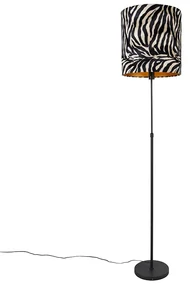 Lampă de podea cu abajur negru cu imprimeu zebră 40 cm reglabil - Parte