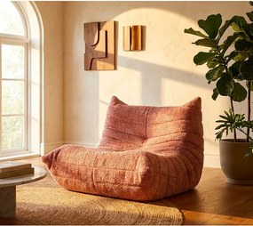 Fotoliu bean bag roz cu tapițerie din țesătură bouclé Mask – Mauro Ferretti