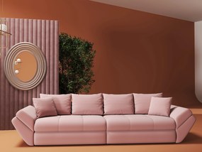 Canapea extensibilă dumonde cu ladă de depozitare si sezut confortabil din spuma high-density, Loana Royal Roz 300x100 cm