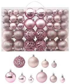 330084 vidaXL Set globuri de Crăciun, 100 piese, roz