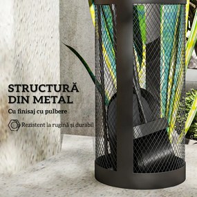 Outsunny Set Accesorii Șemineu 5 Piese Metal cu Coș Mătură Lopată Clești Negru | Aosom Romania
