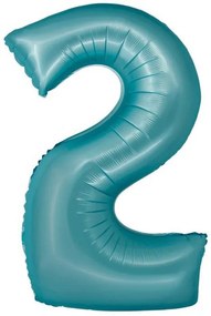 Numere Light Blue Mat Balon folie numărul 2 albastru 76 cm