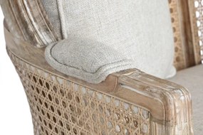 Canapea clasică, stil Louis XV–XVI, din lemn masiv și trestie naturală, Elora 125x58x155 cm