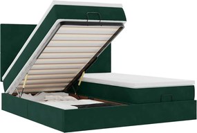vidaXL Cadru de pat otoman cu saltele Verde închis 200x200cm catifea