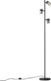 Lampă de podea modernă neagră cu sticlă fumurie cu 3 lumini - Gianni