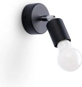 Aplică de perete neagră ø 6 cm Brando – Sollux