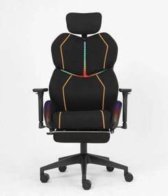 LUMINA X-Motion Pro – Scaun Gaming & Office Premium cu LED RGB și Suport pentru Picioare – Confort Inteligent și Design Spectaculos, Textil, Negru/Galben