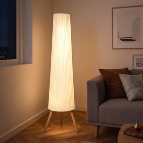 Lampă de podea HOMCOM cu trepied, întrerupător de picior și luminozitate reglabilă, 46x46x153 cm, albă | Aosom Romania