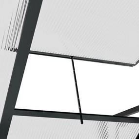 Outsunny Seră de grădină din policarbonat 190 x 132 x 201 cm rezistentă la UV 30+ fundație întărită jgheab gri | Aosom Romania