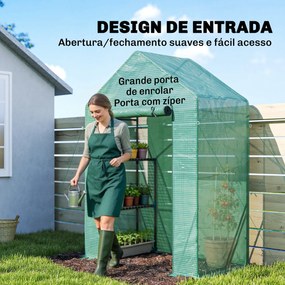 Outsunny Seră de Grădină 143 x 73 x 195 cm cu Rafturi cu 2 Etaje, Verde | Aosom Romania