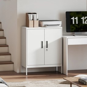 HOMCOM Dulap de Birou din Oțel cu 2 Rafturi Reglabile cu Sistem de Încuiere și 2 Chei, 80x40x100 cm, Alb | Aosom Romania