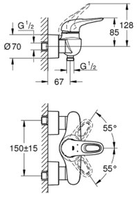 Baterie dus culoare alba Grohe Eurostyle New