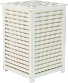 Cos de rufe BASKET, alb, bambus/material textil, 40x40x58 cm
