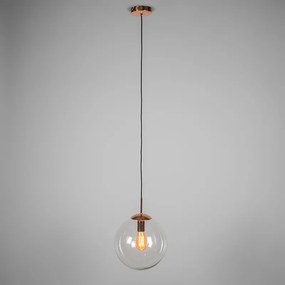 Lampa suspendata Art Deco cupru cu sticla transparenta 30 cm - Ball 30