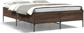 vidaXL Cadru de pat, stejar maro, 120x190 cm, lemn prelucrat și metal