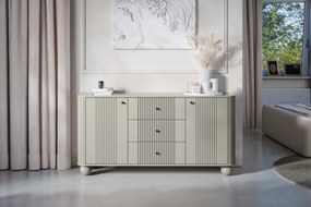 Comodă cu sertare Vesper 160 cm - cașmir / mânere negre / picioare rotunde