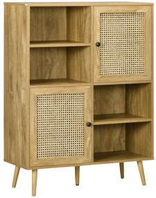 HOMCOM Bufet mobilier de depozitare dulap înalt aspect lemn și răchită design 2 uși - dim. 90L x 32,5l x 120Î cm | Aosom Romania