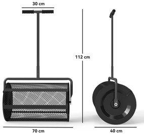 Outsunny Răspânditor Compost de 75L cu Mâner Reglabil în Formă de T din Metal Negru | Aosom Romania