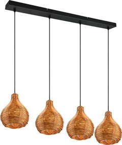 Reality SPROUT - Lustru suspendat pe cablu, 3x E14/40W/230V, maro/ratan