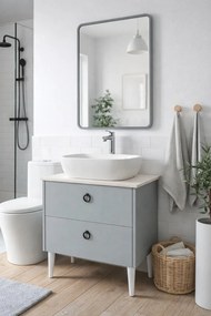 Mobilier Siena BC2451 60 cm, gri prafuit, oglinda cu LED, lavoar ceramic, blat compozit inclus, MDF total