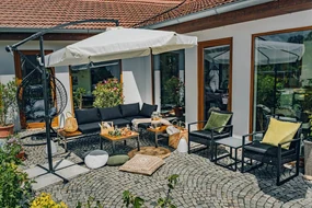 Umbrela de soare pliabila pentru gradina LEVI 300 cm, gri + ambalare gratuită