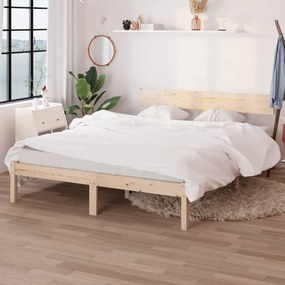 vidaXL Cadru de pat dublu, 135x190 cm, lemn masiv de pin