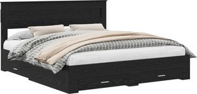 vidaXL Cadru de pat cu sertar Stejar Negru 180 x 200 cm Lemn compozit