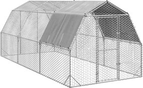 vidaXL Pui de găină cu acoperiș 2,5x6x2,25 m oțel galvanizat