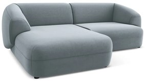 Colțar albastru deschis cu tapițerie din catifea (cu colț pe partea stângă) Moana – Makamii