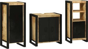 vidaXL Set de mobilier pentru baie cu sertar 3 pcs Lemn de mango solid