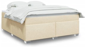 vidaXL Pat continental cu saltea, crem, 180x200 cm, textil