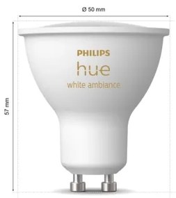 SET 2x bec LED dimabil Philips Hue WHITE AMBIANCE GU10/4,2W/230V 2200-6500K