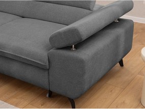 Colțar gri cu tapițerie din chenille (cu colț pe partea stângă/în formă de ”L”) Marbeya – Ropez