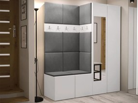 Mobilier hol Tovenaz XII (Alb + Gri) (cu oglindă). 1104808