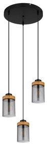 Lustra cu 3 pendule design modern FINCA negru mat, maro inchis