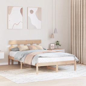 vidaXL Cadru de pat cu tablie 140x190 cm din lemn solid de pin