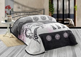 Patura Groasa cu doua Fete, Pat 2 Persoane, 6kg, Alb / Negru, SuperSoft (D16)