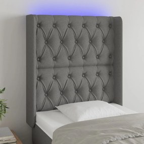 vidaXL Tăblie de pat cu LED, gri închis, 83x16x118/128 cm, textil