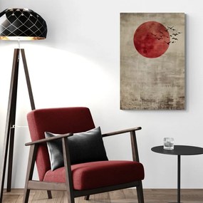 Tablou japandi lună roșie