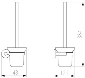 Perie WC de perete SAPHO XR323 X-Round, sticlălăptoasă, alamă