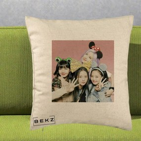 Perna Personalizata K-pop BLACKPINK Accesorii Haioase, 40x40 cm, Bej, Husa Detasabila, Perna Inclusa, BEKZ®