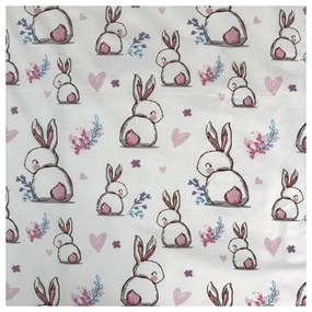 Lenjerie de pat pentru copii albă-roz din bumbac pentru pătuț 100x135 cm Bunny "Sweet" – Jerry Fabrics