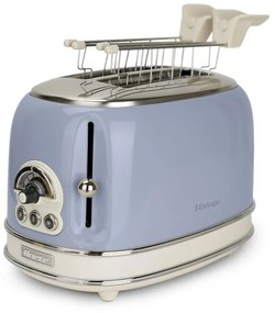 Prajitor de paine Ariete VINTAGE 0155/05, 810W, 2 felii, 3 functii, 6 trepte, Tava firimituri detasabila, Albastru