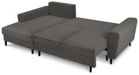 Colțar din catifea cu șezlong pe partea stângă Kooko Home Jazz, gri închis