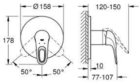 Baterie dus Grohe Eurostyle incastrata pentru corp ingropat, alb