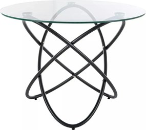 Masa ORBIT, transparent/negru, sticla/metal, 100x75 cm