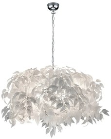 Lustră cu abajur din frunze Trio Pendant Leavy, înălțime 150 cm, alb