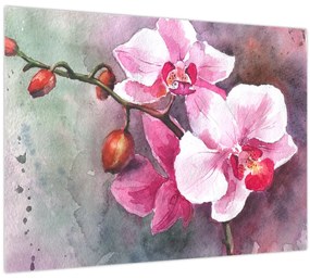 Tablou pe sticlă - Orhidee, acvariu (70x50 cm)