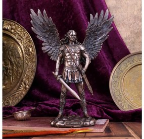 Statueta rasina si bronz inger Arhanghelul Mihail 27 cm