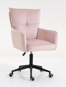 HR250K Scaun Catifea Roz Pudra Bază Neagră